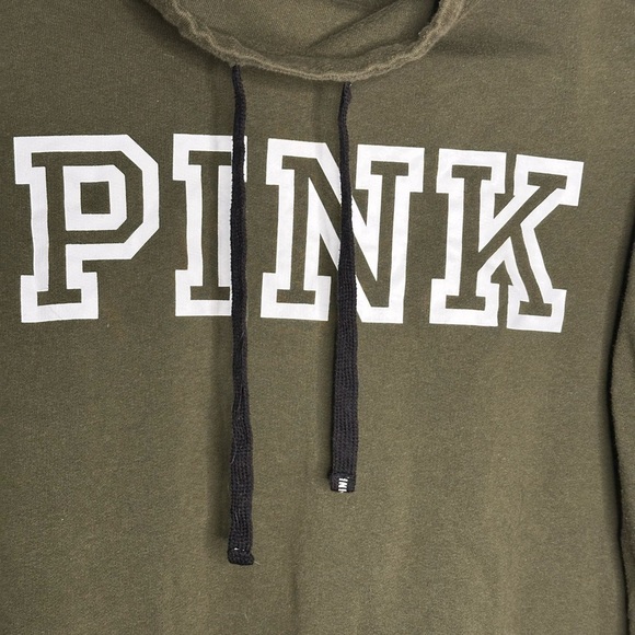 Pink Olive Green and White Logo Cowlneck Pullover Sweatshirt size small - Picture 2 of 7